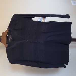 L/S Shirt. Bold Black, not Faded.  NWT.  Beautiful Lace work on front.